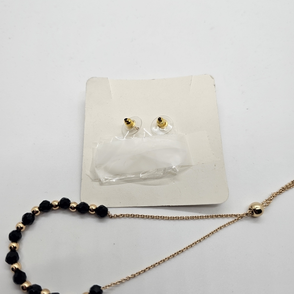 Violet Harper Elegant Black and Gold Adjustable Bracelet and Earring Set - Picture 2 of 4